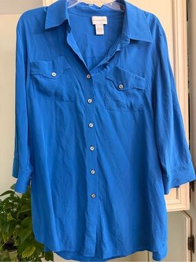 Soft Surroundings Silk Top in Vivid Blue